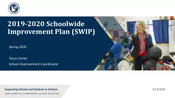 2019-2020 Schoolwide  Improvement Plan (SWIP)  Spring 2020  Tyson Carter  School Improvement