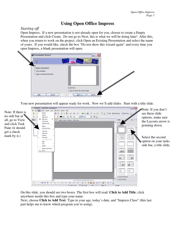 using open office impress