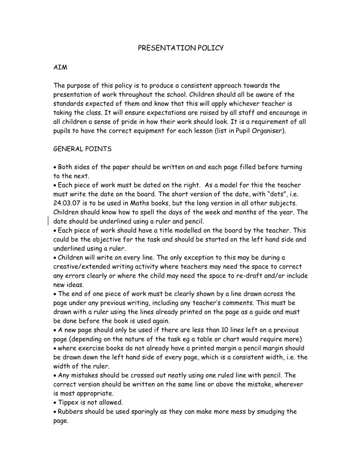presentation policy