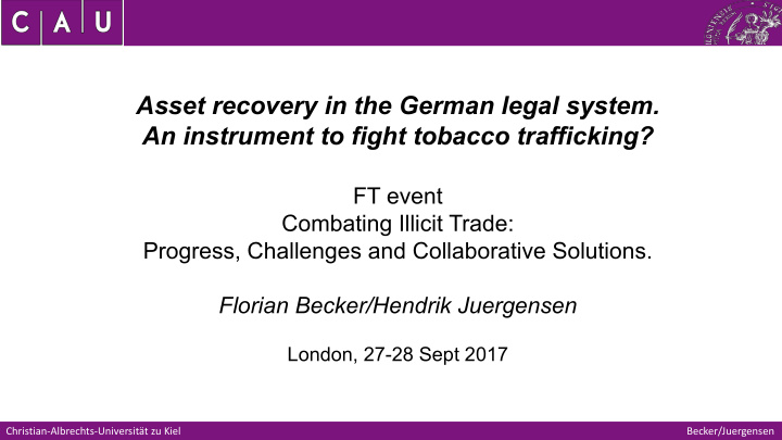 asset recovery in the german legal system an instrument