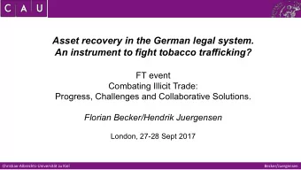 Asset recovery in the German legal system.  An instrument to fight tobacco trafficking?  FT event