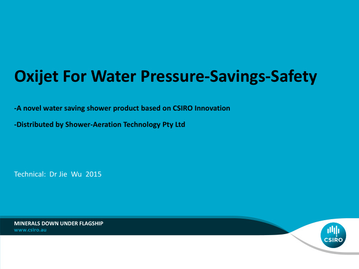 oxijet for water pressure savings safety a novel water