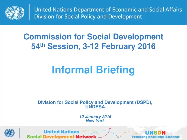 division for social policy and development dspd undesa 12