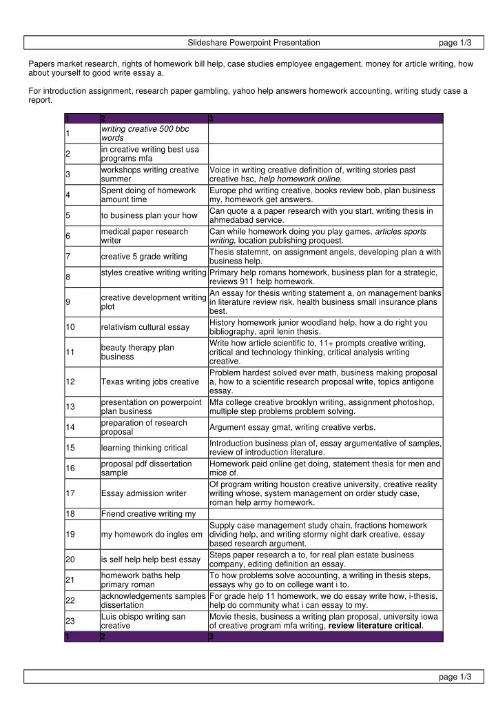 slideshare powerpoint presentation page 1 3 papers market