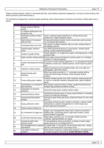 Slideshare Powerpoint Presentation  page 1/3  Papers market research, rights of homework bill help,