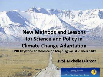 New Methods and Lessons  for Science and Policy in  Climate Change Adaptation  UNU Keystone