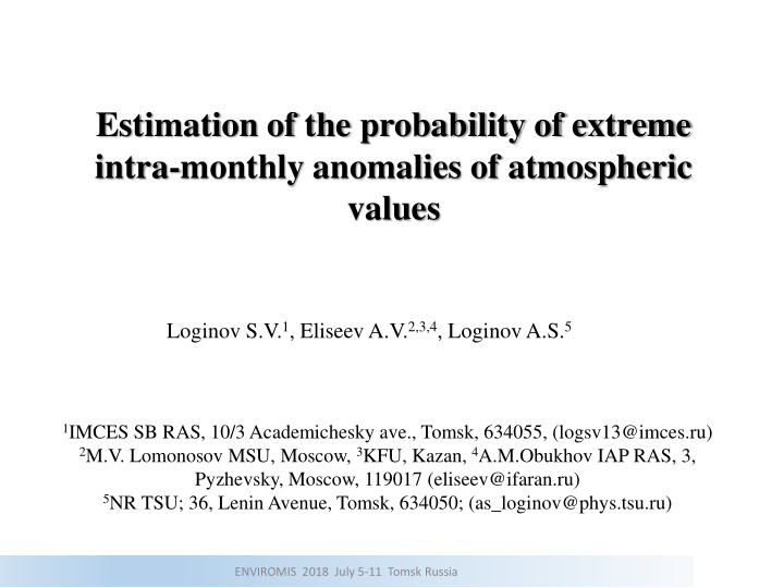 estimation of the probability of extreme intra monthly
