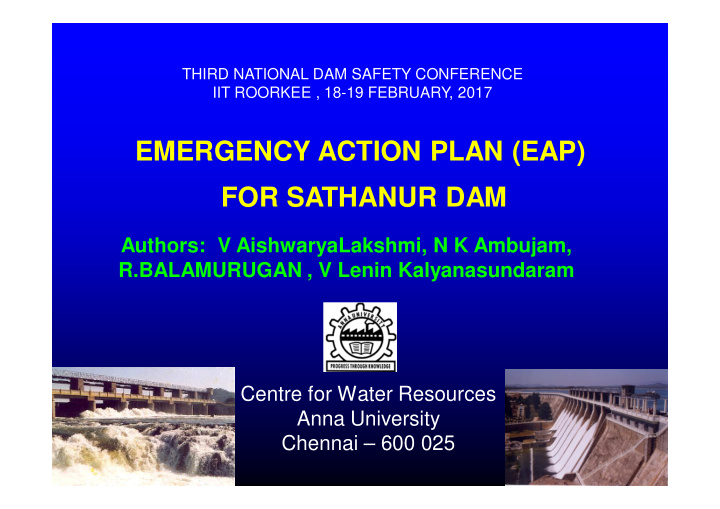 emergency action plan eap for sathanur dam