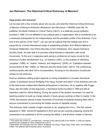 important entries around, e.g., Marxism and Maoism. The dictionary is conceptually organized  thus