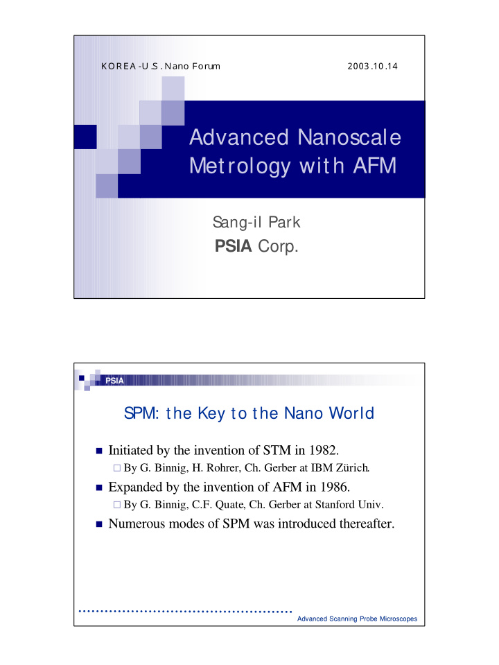 advanced nanoscale metrology with afm