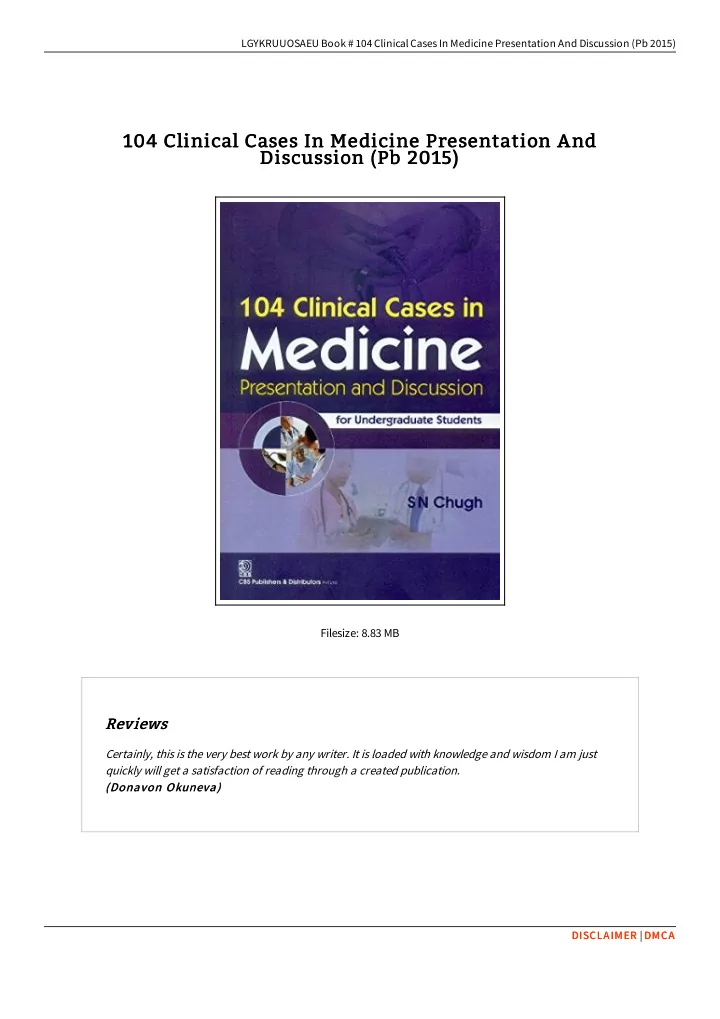 104 clinical cases in medicine presentation and 104