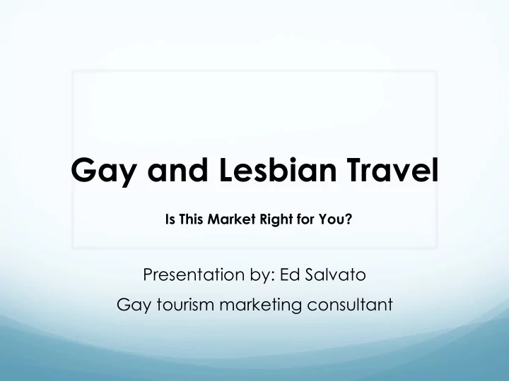 gay and lesbian travel