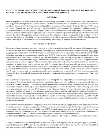 RELATIVE LETHAL DOSE, A TIME-TEMPERATURE MODEL FOR RELATING SOIL SOLARIZATION  EFFICACY AND