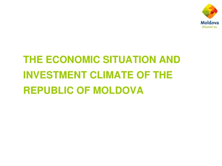 the economic situation and investment climate of the