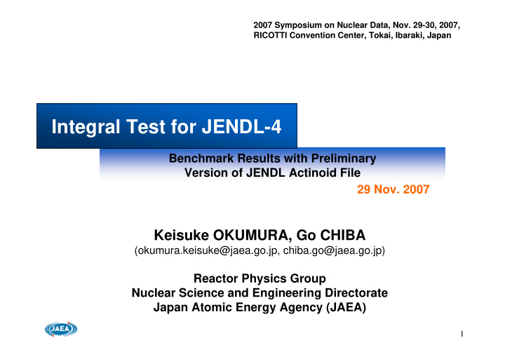 integral test for jendl 4