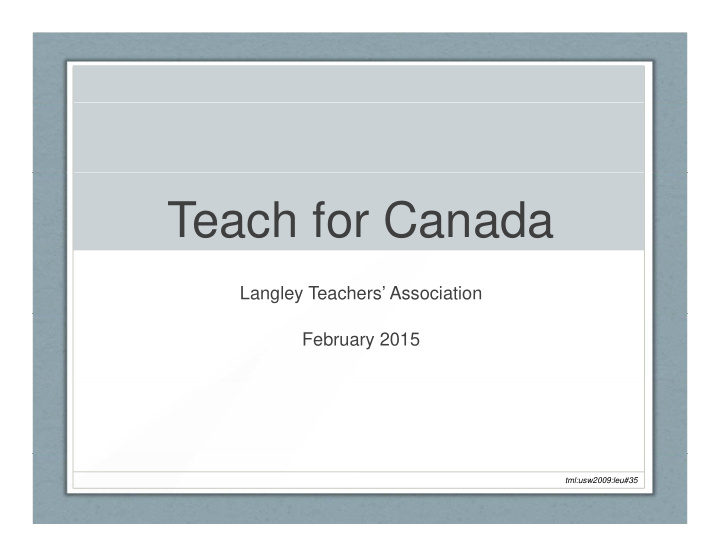 teach for canada