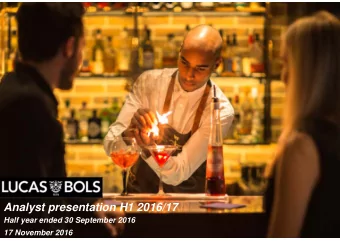 Analyst presentation H1 2016/17  Half year ended 30 September 2016  17 November 2016  Disclaimer