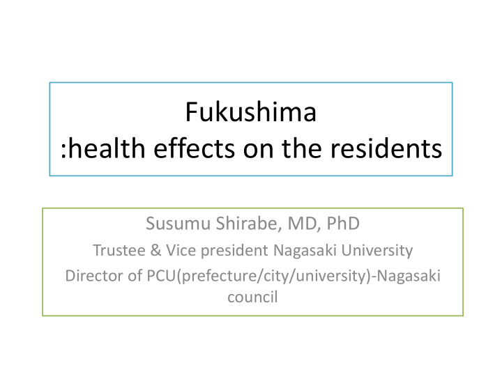fukushima health effects on the residents