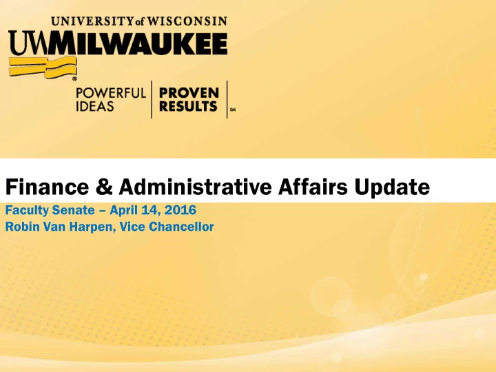 finance administrative affairs update