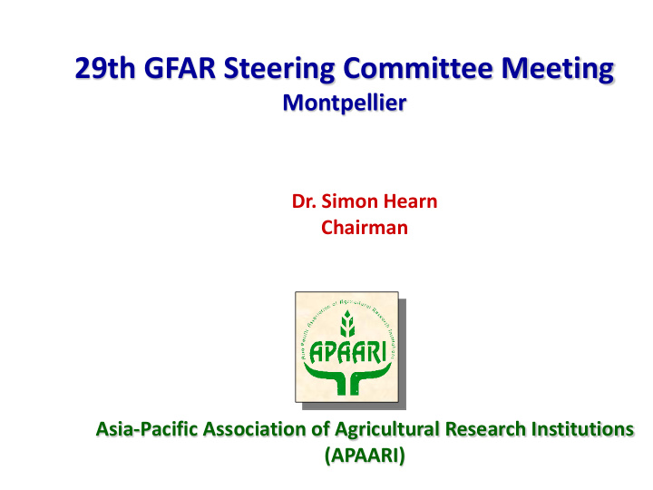 29th gfar steering committee meeting