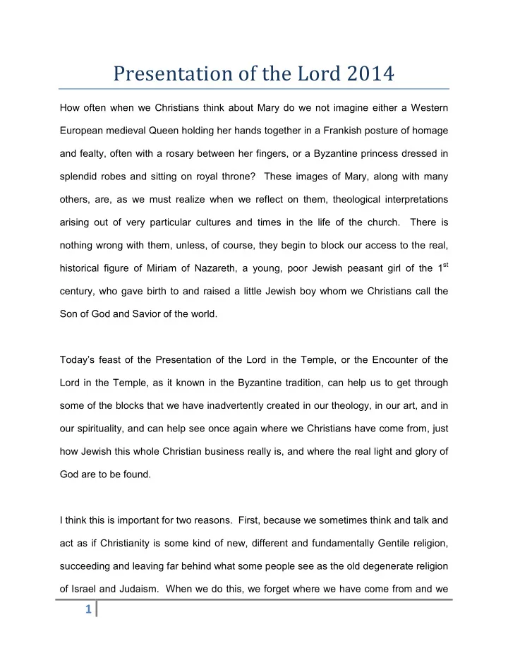 presentation of the lord 2014