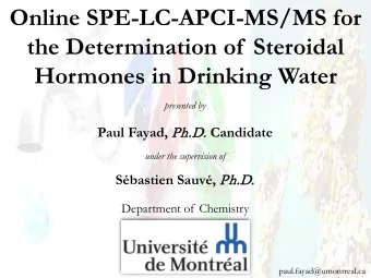 Online SPE-LC-APCI-MS/MS for  the Determination of  Steroidal  Hormones in Drinking Water