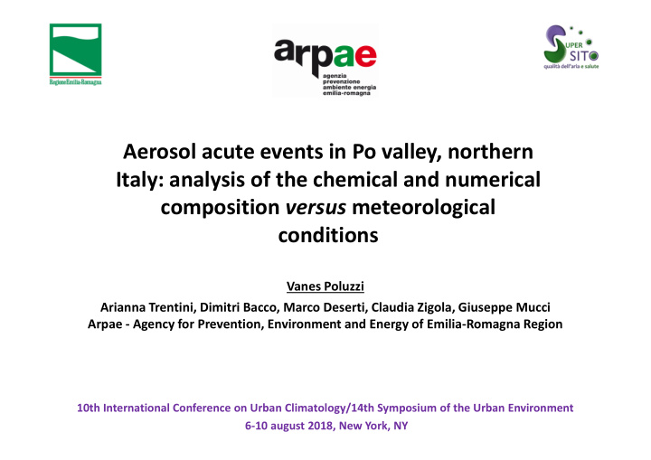 aerosol acute events in po valley northern italy analysis