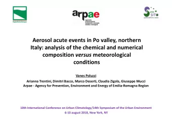 Aerosol acute events in Po valley, northern  Italy: analysis of the chemical and numerical