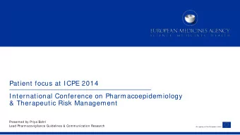Patient focus at ICPE 2014  International Conference on Pharmacoepidemiology  &amp; Therapeutic
