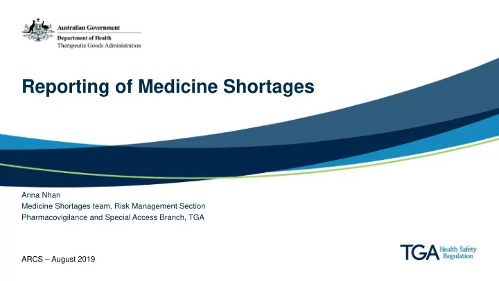reporting of medicine shortages