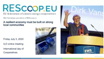 A resilient economy must be built on strong  A resilient economy must be built on strong  local