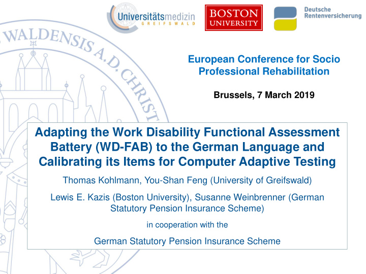 adapting the work disability functional assessment