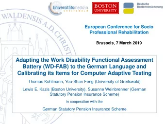 Adapting the Work Disability Functional Assessment  Battery (WD-FAB) to the German Language and
