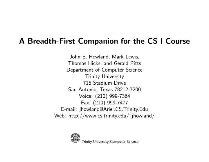 a breadth first companion for the cs i course