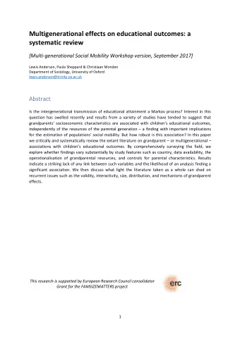 Multigenerational effects on educational outcomes: a  systematic review  [Multi-generational Social
