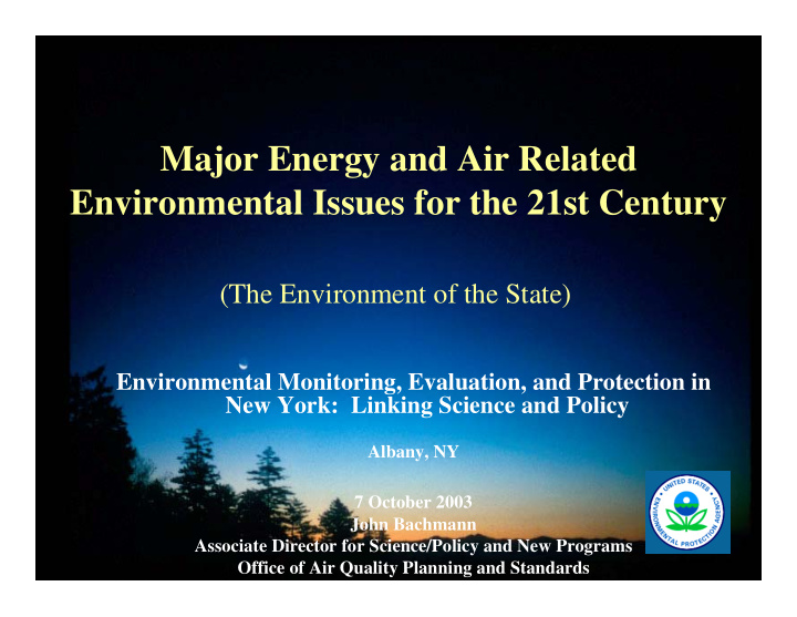 major energy and air related environmental issues for the