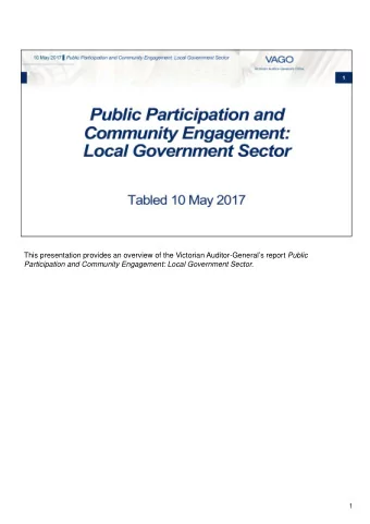 This presentation provides an overview of the Victorian Auditor-Generals report Public