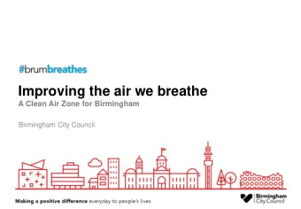 Improving the air we breathe  A Clean Air Zone for Birmingham  Birmingham City Council  Background