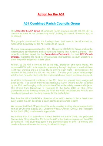 Action for the A51  A51 Combined Parish Councils Group  The Action for the A51 Group of combined