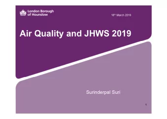 Air Quality and JHWS 2019  Surinderpal Suri  1  Air Quality  LBH has extensive Air Quality