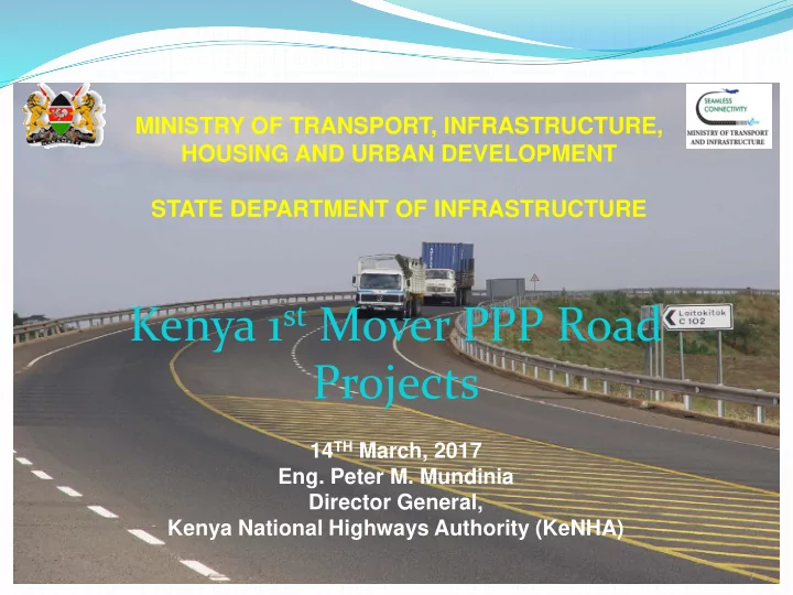 kenya 1 st mover ppp road projects