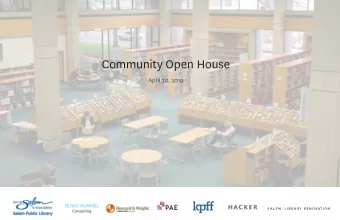 Community Meeting April 30, 2019   Project Vision and Values   Must have upgrades