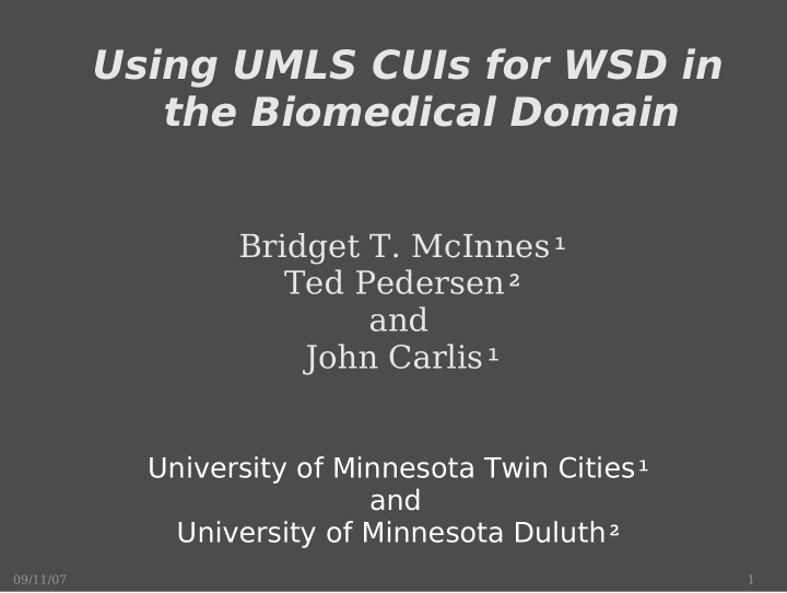 using umls cuis for wsd in the biomedical domain