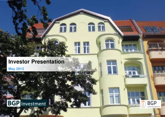 Investor Presentation  May 2015  Disclaimer  This presentation (the &quot;Presentation&quot;), and