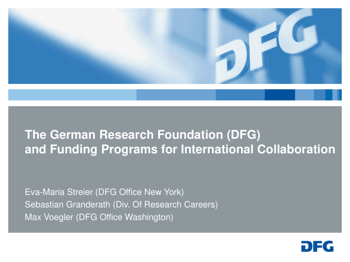 the german research foundation dfg and funding programs