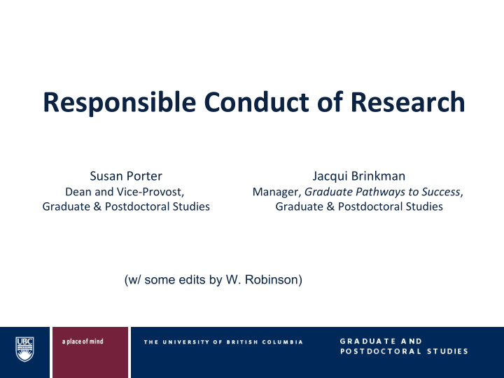 responsible conduct of research