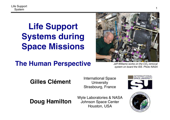life support systems during space missions