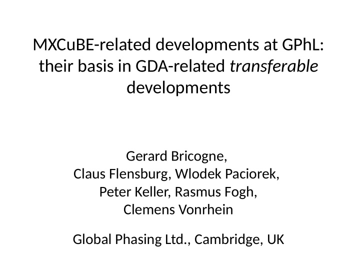 mxcube related developments at gphl their basis in gda