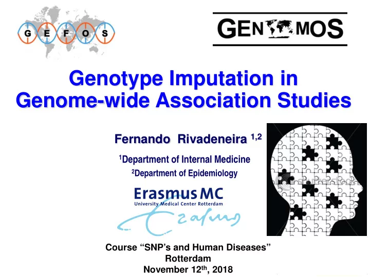 genotype imputation in genome wide association studies