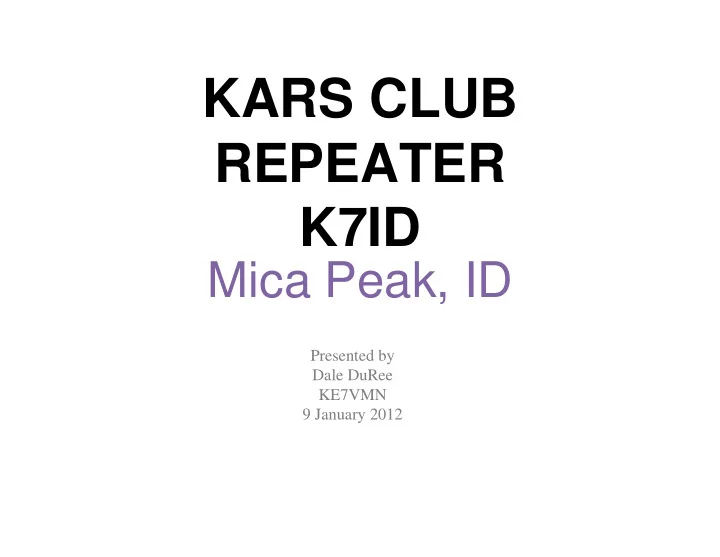 kars club repeater k7id